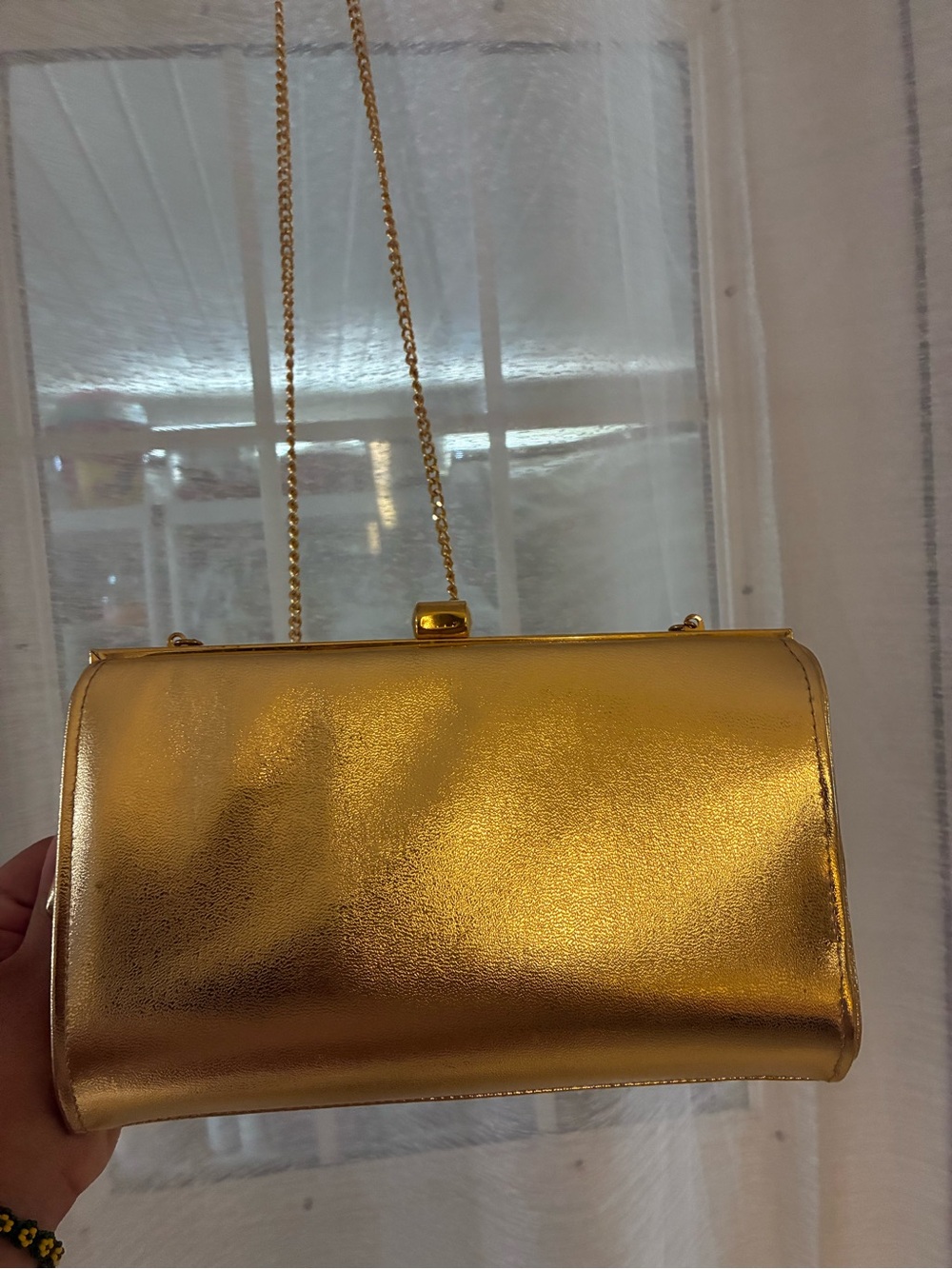 Gold Metallic Evening Clutch Shoulder Bag